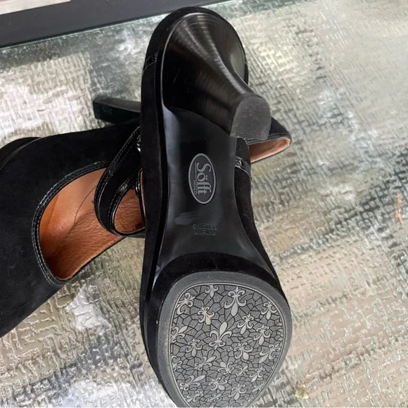 Sofft Mary Jane Pump 4” sz 9 1/2 Black suede shoes women’s office siren goth - Picture 5 of 7